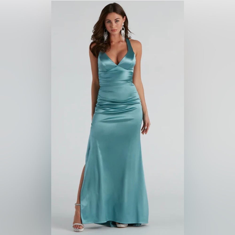 Windsor Sam Formal Satin Open Back Dress